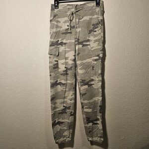 American Eagle Women Camo Cargo Jogger Pants Green Grey Utility Streetwear SZ 0